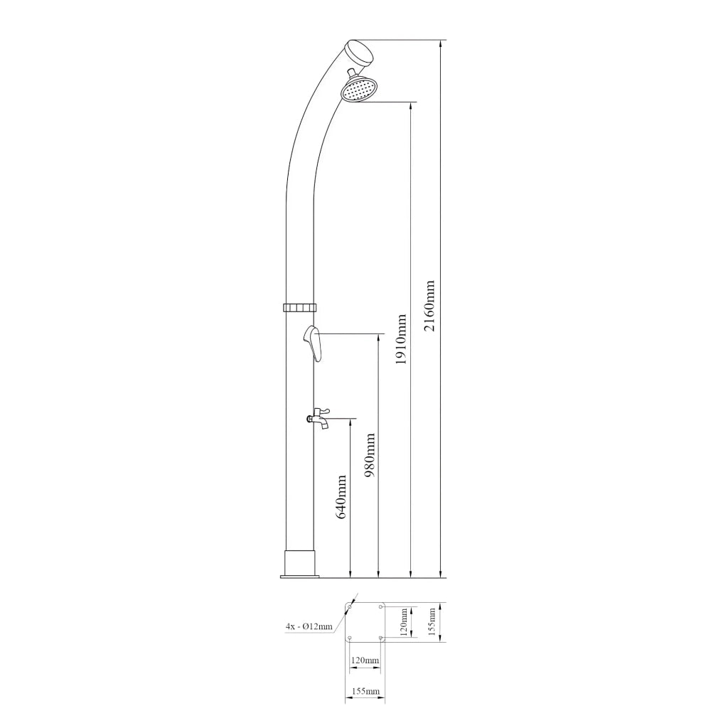 Doccia solare da giardino 216 cm 18 litri nera 03_0009354