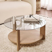 Canevino, Tavolino da Salotto Forma Rotondo, 75x75x40h cm Marrone Rovere