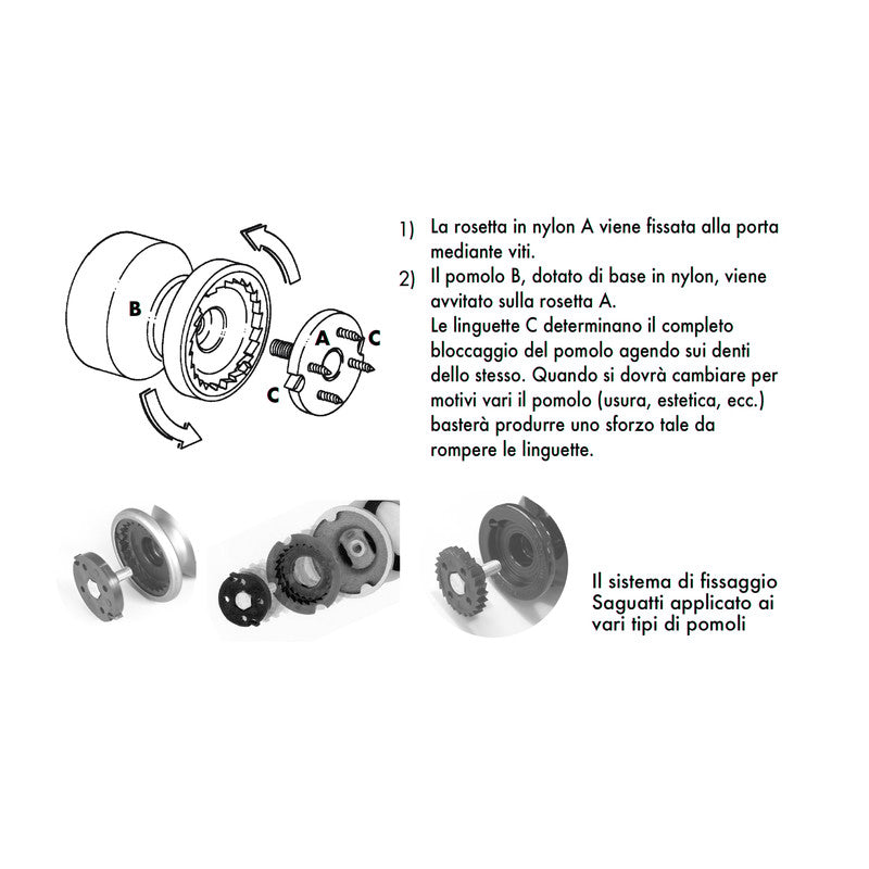 Pomolo fisso per porta SAGUATTI 172/70GB in alluminio bronzo satinato