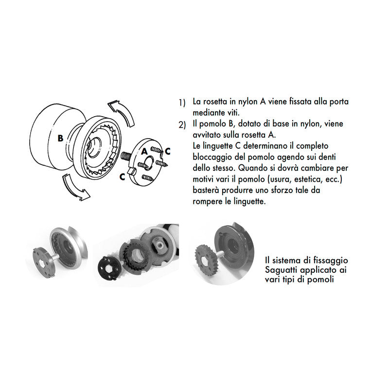 Pomolo fisso per porta SAGUATTI 172/70IB in alluminio marrone opaco
