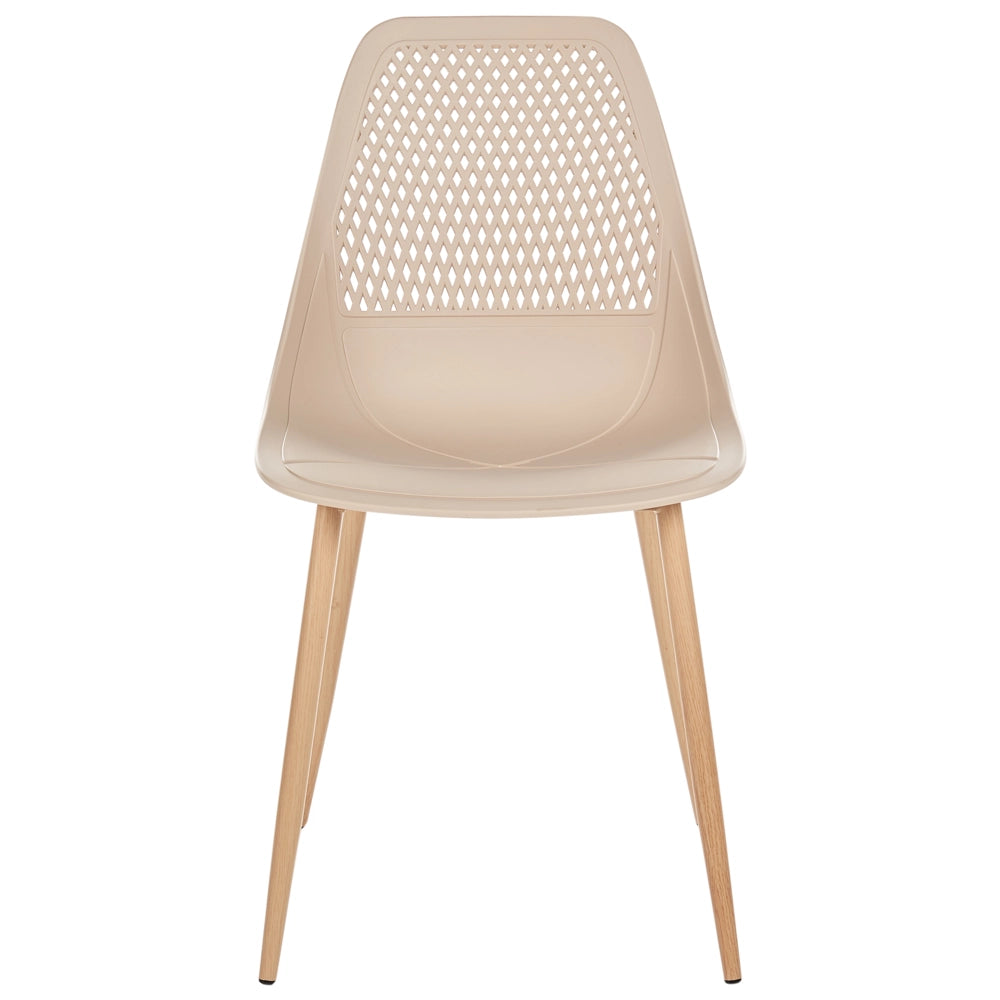 Set di 4 sedie da pranzo Beige Seduta sintetica Gambe in metallo Seduta moderna semplice e minimalista