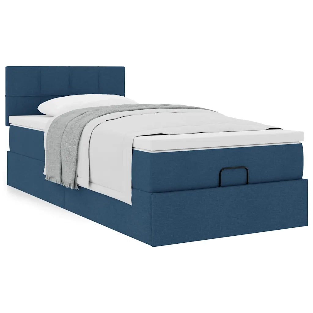 Pouf Letto con Materasso Blu 90x200 cm in Tessuto 3311434
