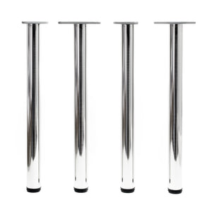 Set 4 gambe per tavolo regolabili in acciaio inox nichel Ø 60mm 1100mm Piedi per mobili