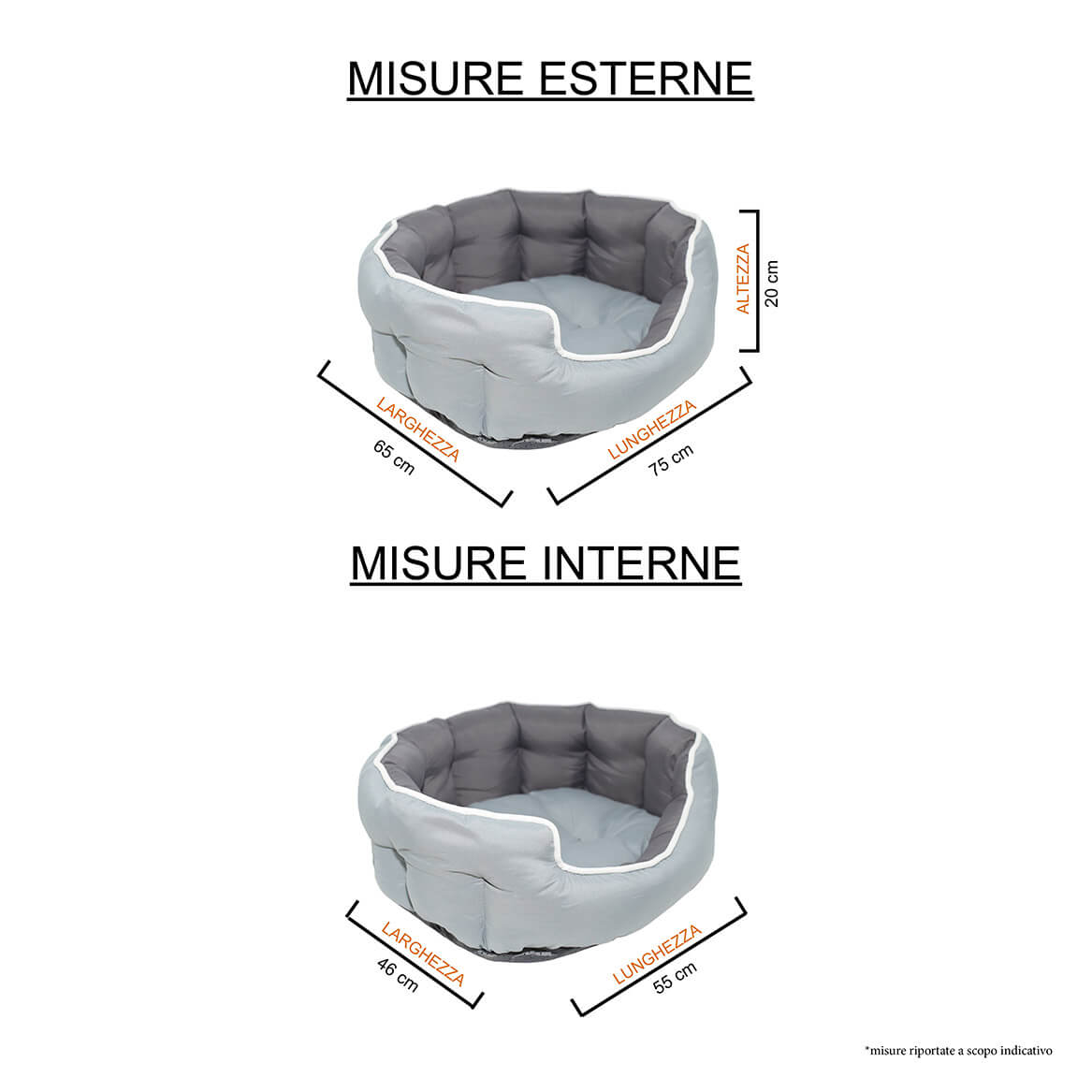 Cuccia per Cani e Gatti 59x53x18cm Grigio Chiaro/Grigio Scuro