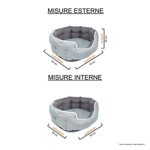Cuccia per Cani e Gatti 59x53x18cm Grigio Chiaro/Grigio Scuro