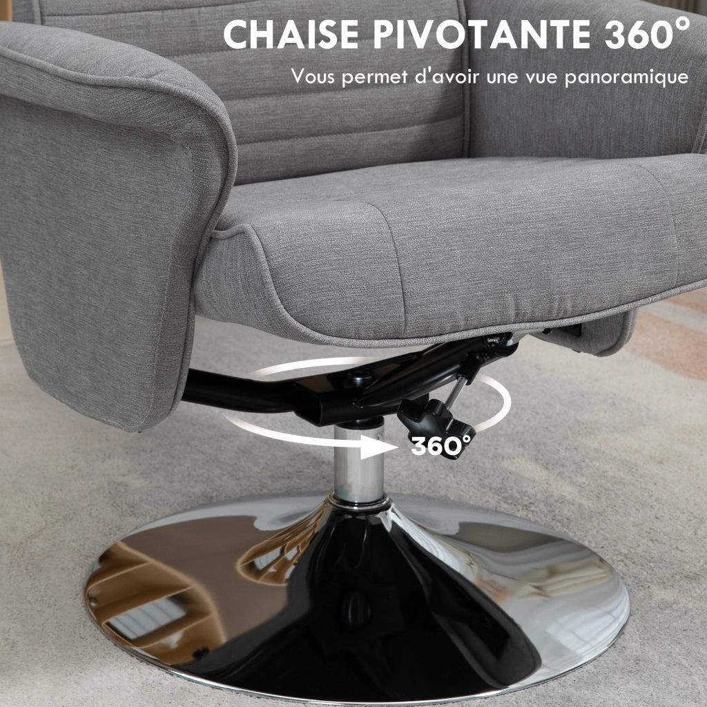 Poltrona relax reclinabile 135¡ã girevole 360¡ã con poggiapiedi ¨C Xylo ¨C tessuto grigio