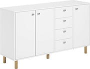 Dressoio in Legno per Salotto con 4 Comparti e 3 Porte, 140 x 40 x 80 cm