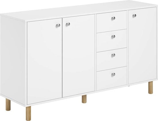 Dressoio in Legno per Salotto con 4 Comparti e 3 Porte, 140 x 40 x 80 cm