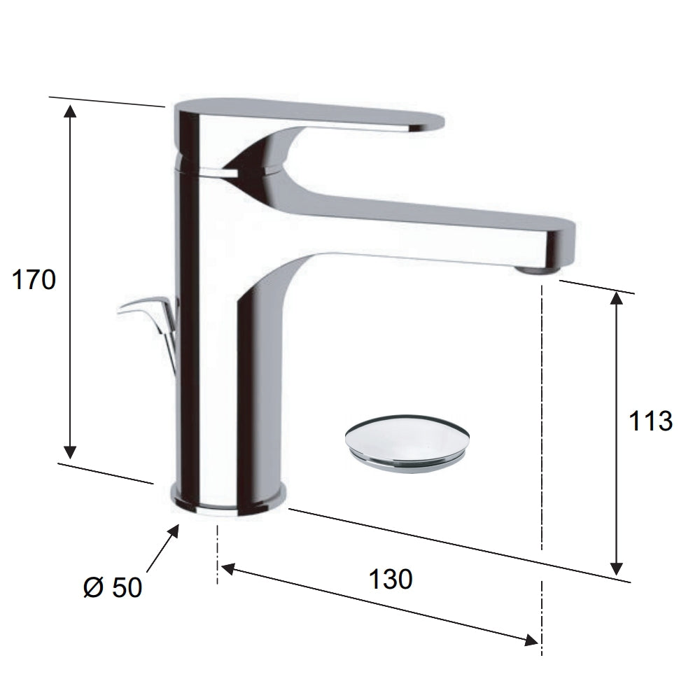 Miscelatore lavabo cromato remer con o senza scarico in ottone class line