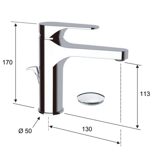 Miscelatore lavabo cromato remer con o senza scarico in ottone class line