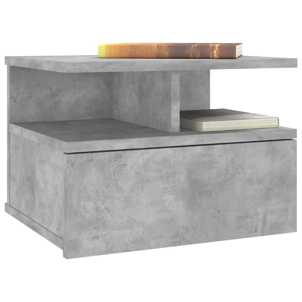 Comodino Pensile-Tavolino da notte Grigio Cemento 40x31x27cm in Legno Multistrato