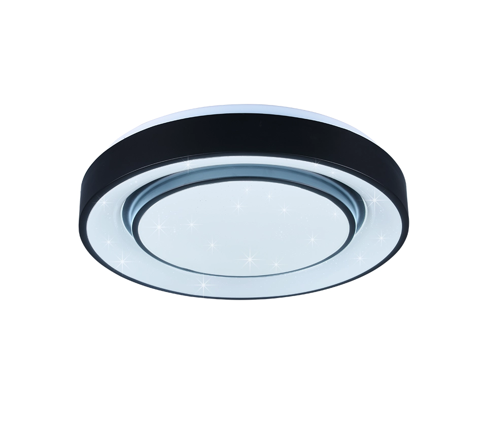 Plafoniera LED effetto cielo stellato, bordo nero, D 38 cm, Mona