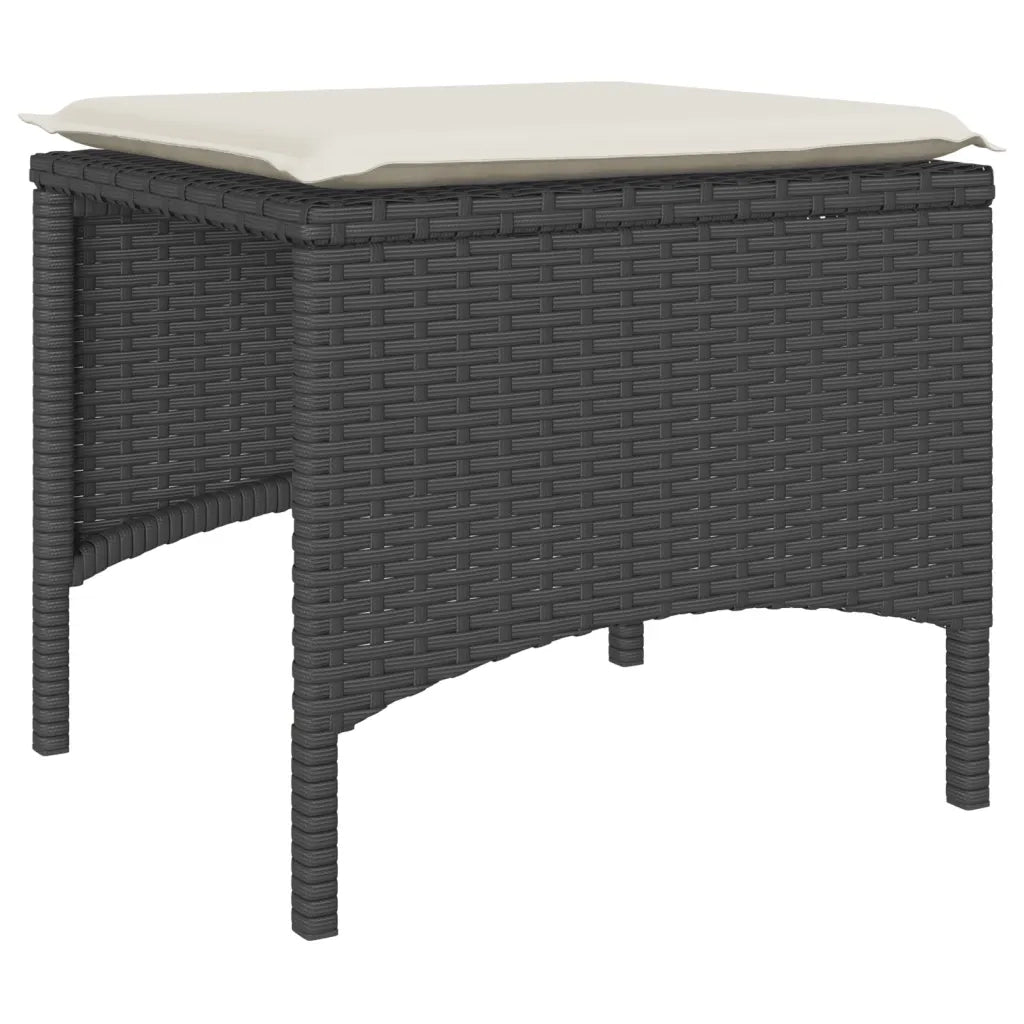 Divano Giardino 2 Posti con Tavolo e Sgabelli-Sofa da Giardino-Divanetto da esterno Nero Polyrattan 331984