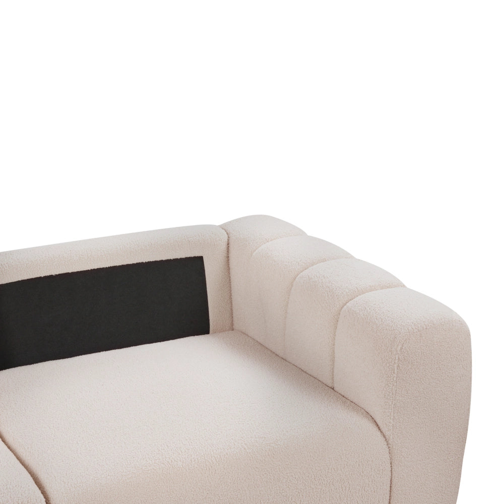 Divano modulare a 2 posti Divano componibile in bouclé beige in due sezioni Stile moderno e minimalista