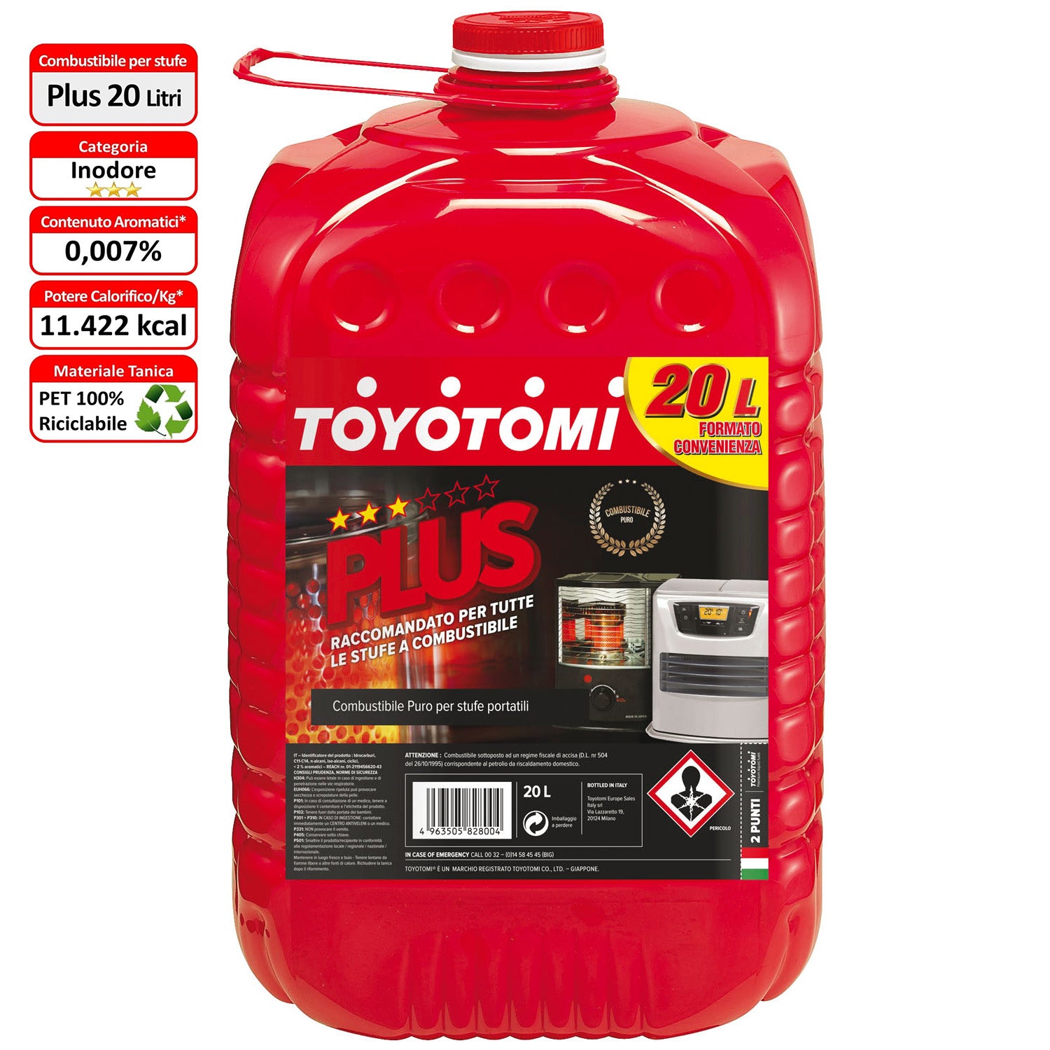 Toyotomi Plus 20 Lt - Combustibile Inodore Per Stufe Zibro
