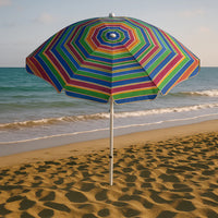 Ombrellone da Spiaggia Mare Diametro 200 cm Palo in Alluminio Colori Assortiti