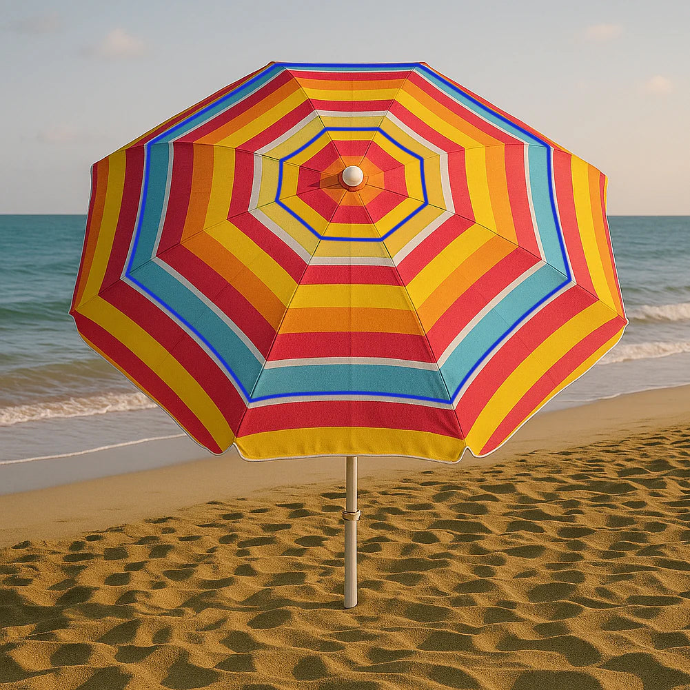Ombrellone da Spiaggia Mare Diametro 200 cm Palo in Alluminio Colori Assortiti