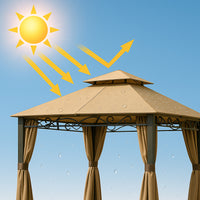 Gazebo Arion 3x3 mt Telo Copertura PVC Moka Zanzariere Laterali Pali Alluminio