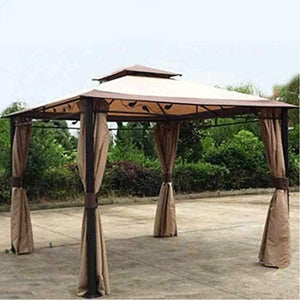 Gazebo Arion 3x3 mt Telo Copertura PVC Moka Zanzariere Laterali Pali Alluminio