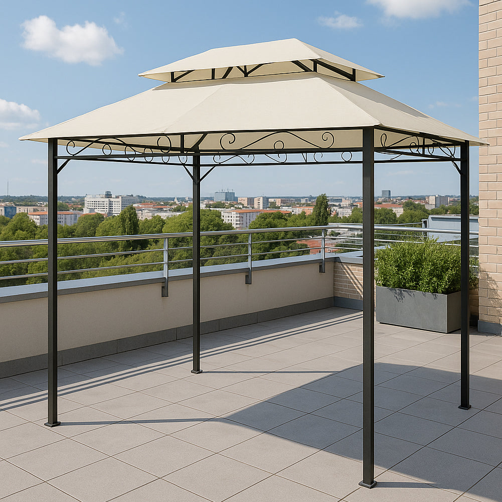 Gazebo da Esterno 3x2m con Struttura Moka e Telo Beige per Giardino Terrazzo Bar