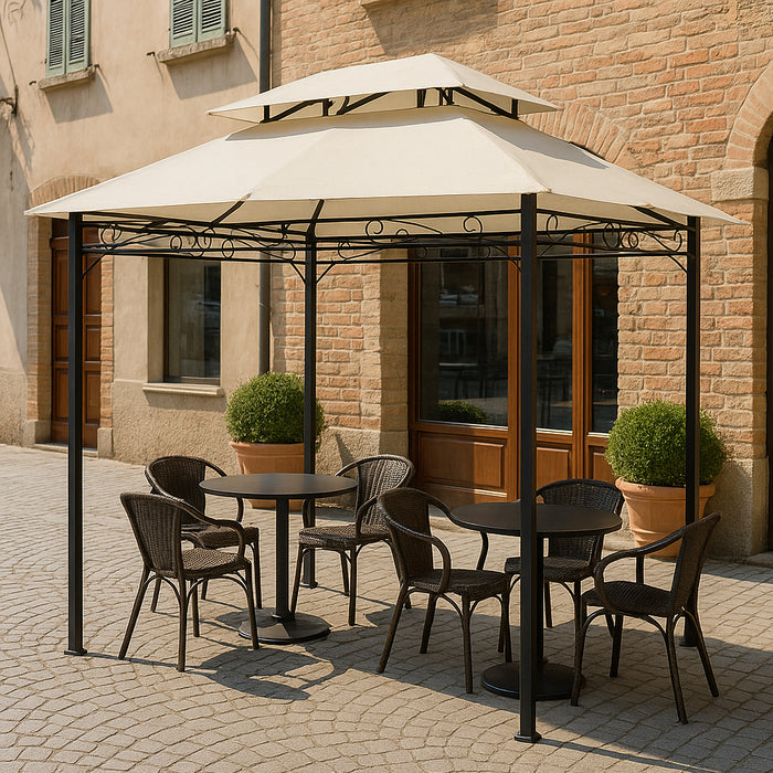 Gazebo da Esterno 3x2m con Struttura Moka e Telo Beige per Giardino Terrazzo Bar