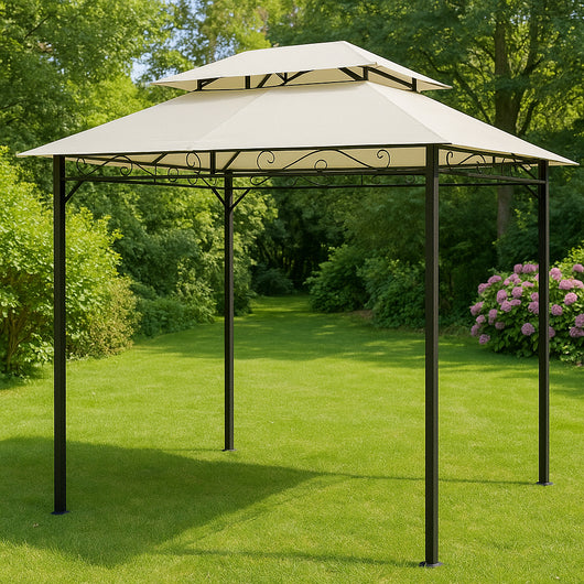 Gazebo da Esterno 3x2m con Struttura Moka e Telo Beige per Giardino Terrazzo Bar