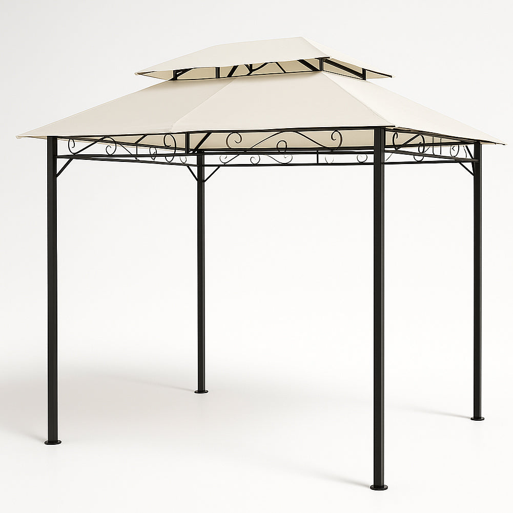 Gazebo da Esterno 3x2m con Struttura Moka e Telo Beige per Giardino Terrazzo Bar