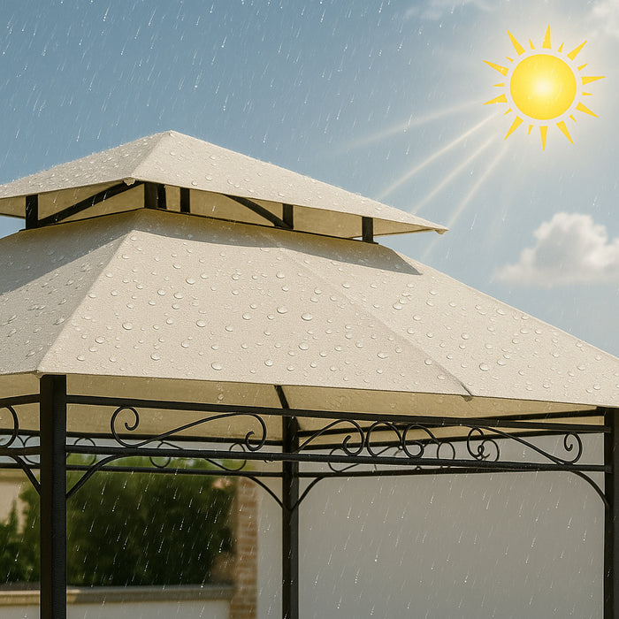 Gazebo da Esterno 3x2m con Struttura Moka e Telo Beige per Giardino Terrazzo Bar