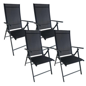 SET 4 SEDIE PIEGHEVOLI ANTIBES 7 POSIZIONI STRUTTURA IN ACCIAIO SEDUTA IN TEXTILENE COLORE NERO 57X68X105 CM