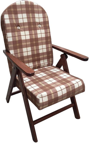 POLTRONA AMALFI MARRONE SCOZZESE LEGNO NOCE RECLINABILE 4 POSIZIONI