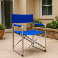 Sedia Regista Pieghevole Alluminio e Tessuto Textilene Spiaggia Campeggio Blu