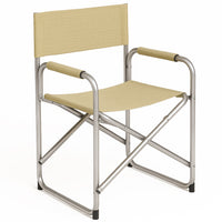 Sedia Regista Pieghevole Alluminio Tessuto Textilene Spiaggia Campeggio Tortora