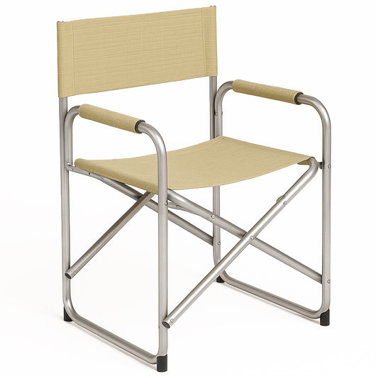 Sedia Regista Pieghevole Alluminio Tessuto Textilene Spiaggia Campeggio Tortora