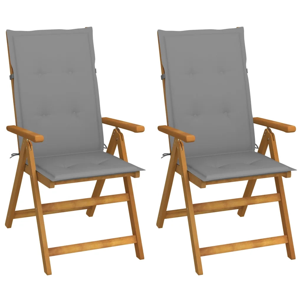 Sedie da Giardino Reclinabili 2 pz con Cuscini Massello Acacia cod mxl 24380
