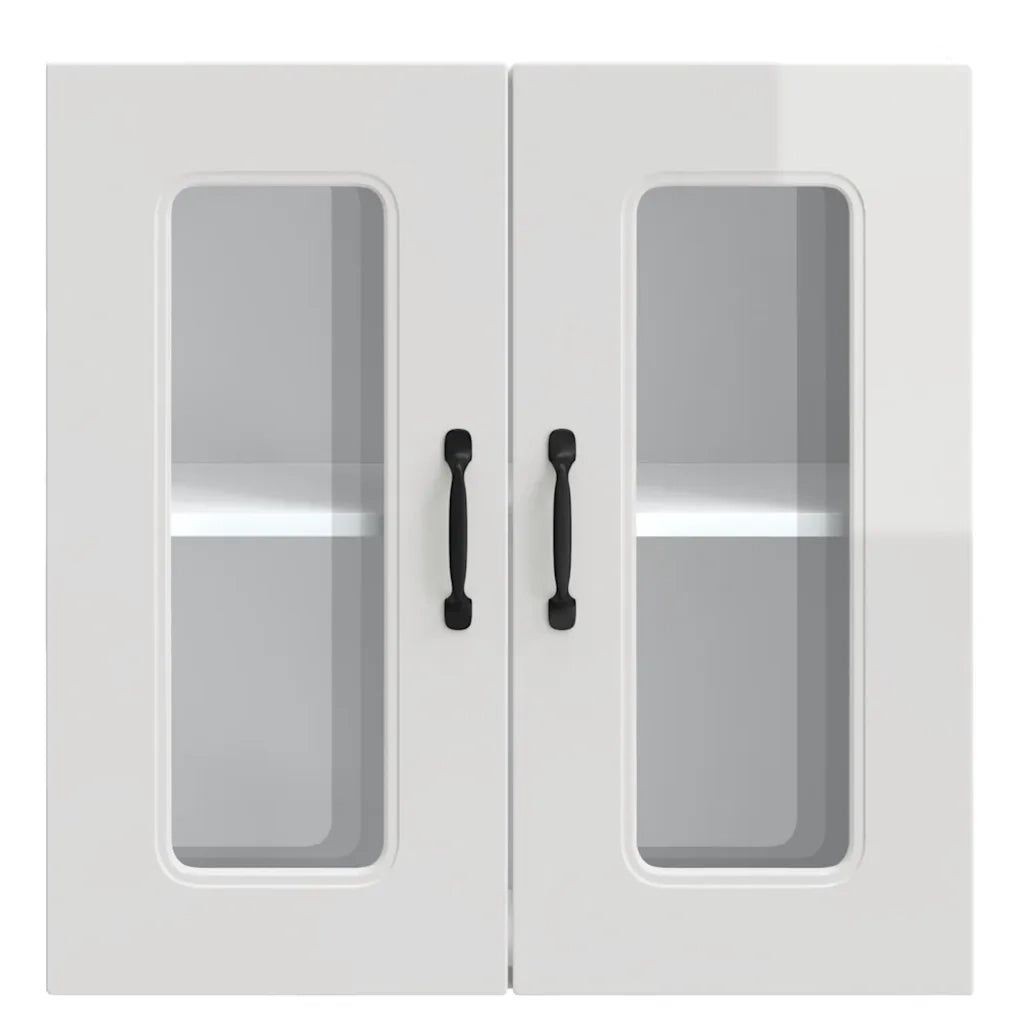 vidaXL Pensile da Cucina con Porta in Vetro Kalmar Bianco Lucido