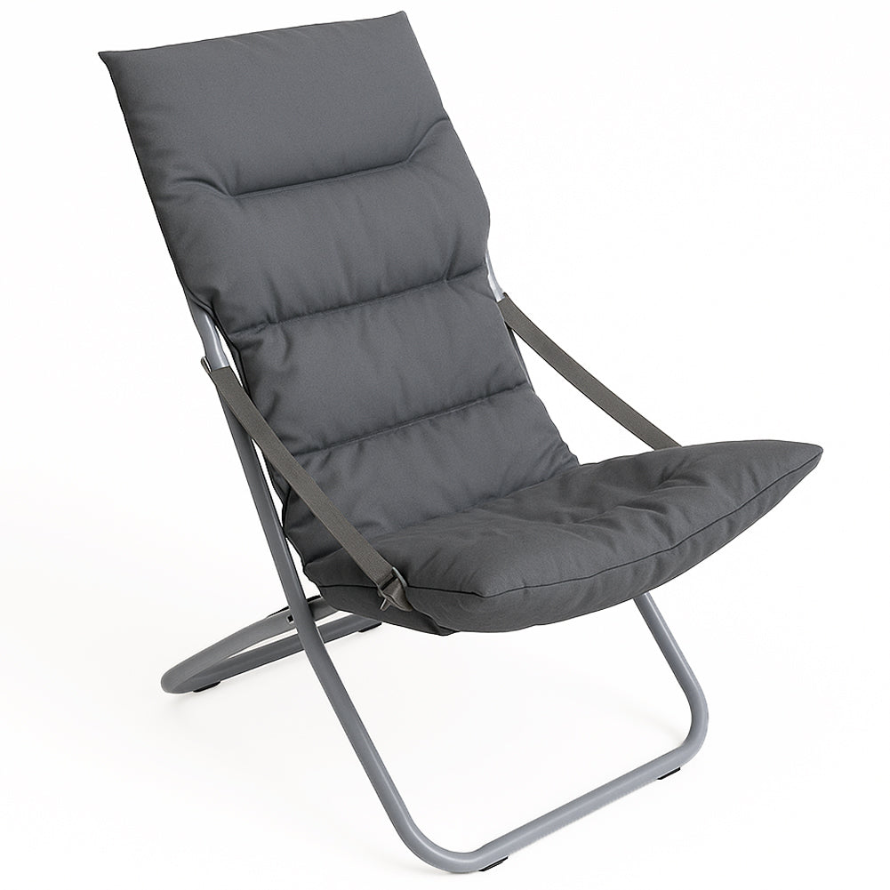 Spiaggina Sedia Canapone In Acciaio Tessuto Imbottito Pieghevole Relax Grigio