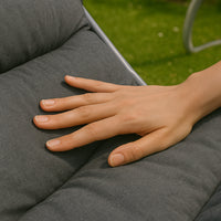 Spiaggina Sedia Canapone In Acciaio Tessuto Imbottito Pieghevole Relax Grigio