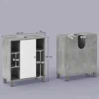 kleankin Mobiletto Sottolavandino con Intaglio a U e 6 Ripiani in Legno, 60x30x68cm - Bianco, Grigio