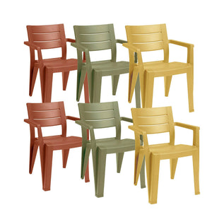 Sedie da Giardino Keter Julie Effetto Legno 6 Pz Colore: Mix Colore (2 Verde + 2 Rosso + 2 Giallo)