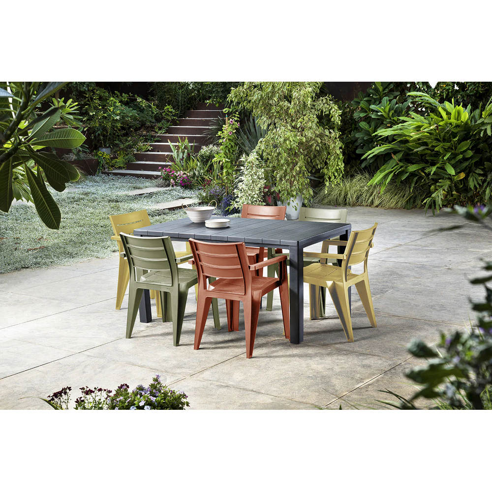 Sedie da Giardino Keter Julie Effetto Legno 6 Pz Colore: Mix Colore (2 Verde + 2 Rosso + 2 Giallo)