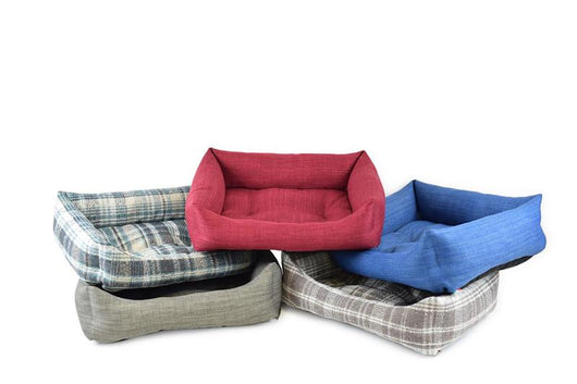 CUCCIA MORBIDA PER CANI IN TESSUTO 60X70 CM DA ARREDAMENTO CON BORDI ALTI E COMODO CUSCINO COLORI ASSORTITI