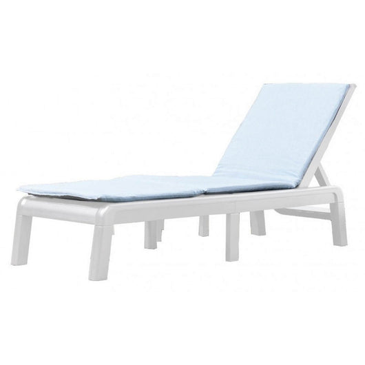 Lettino Prendisole Keter Formentera per Piscina Terrazza Colore: Bianco con cuscino Ocean Blue