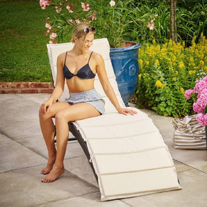 Lettino Sdraio Pieghevole Giardino Esterno con Cuscino, Rattan Salvaspazio Relax Nero Beige