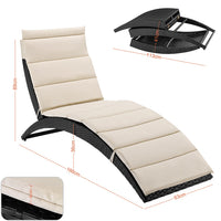 Lettino Sdraio Pieghevole Giardino Esterno con Cuscino, Rattan Salvaspazio Relax Nero Beige