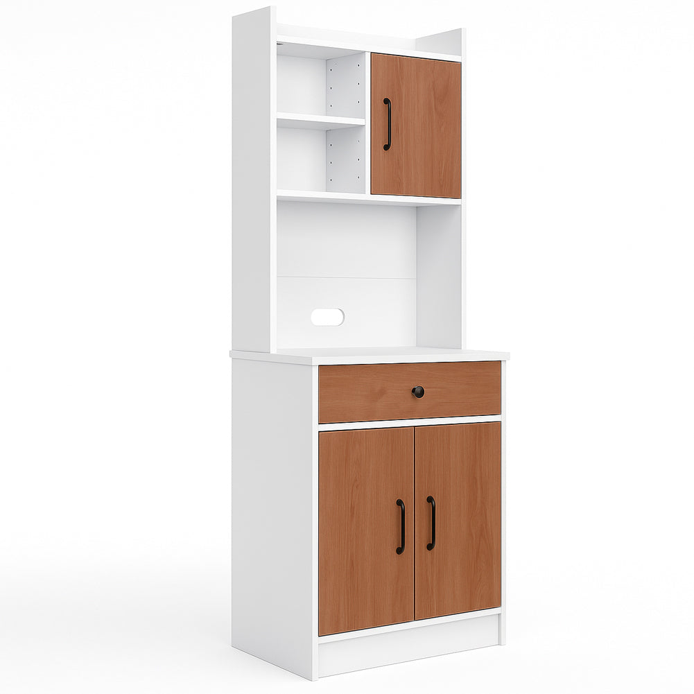 Armadio da Cucina Alto Credenza Multiuso Mobile Salvaspazio Bianco e Quercia