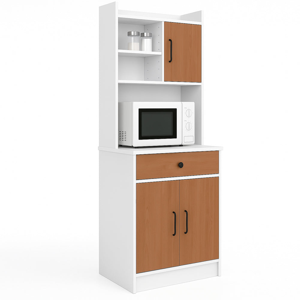Armadio da Cucina Alto Credenza Multiuso Mobile Salvaspazio Bianco e Quercia