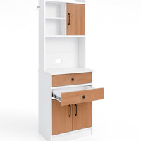 Armadio da Cucina Alto Credenza Multiuso Mobile Salvaspazio Bianco e Quercia