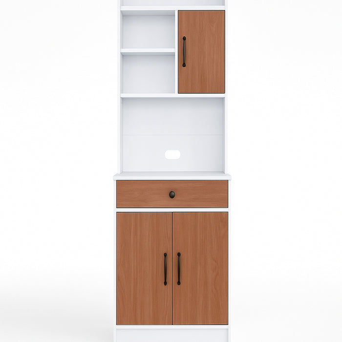 Armadio da Cucina Alto Credenza Multiuso Mobile Salvaspazio Bianco e Quercia
