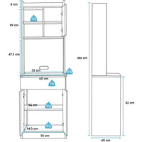Armadio da Cucina Alto Credenza Multiuso Mobile Salvaspazio Nero e Quercia