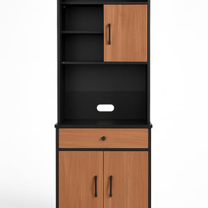 Armadio da Cucina Alto Credenza Multiuso Mobile Salvaspazio Nero e Quercia